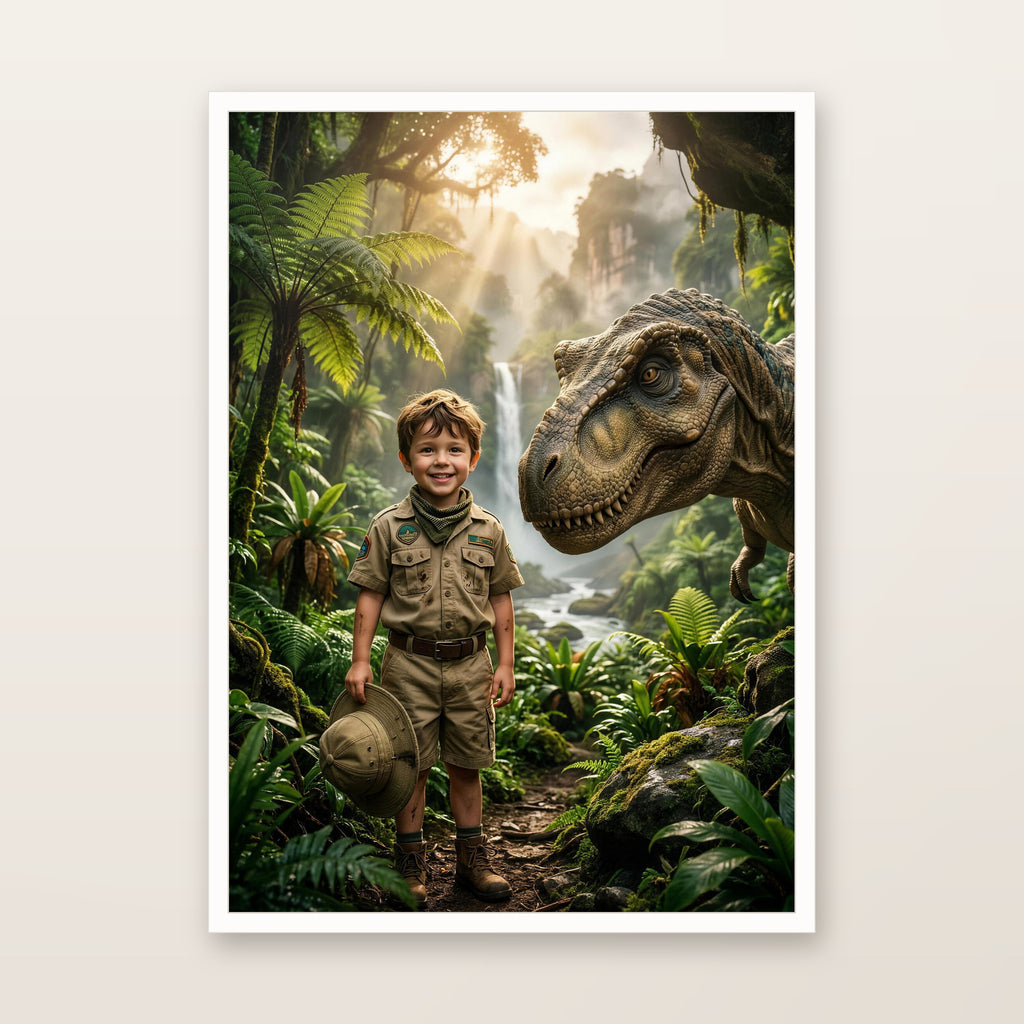 Dino-Poster im weißen Rahmen, Produktbild