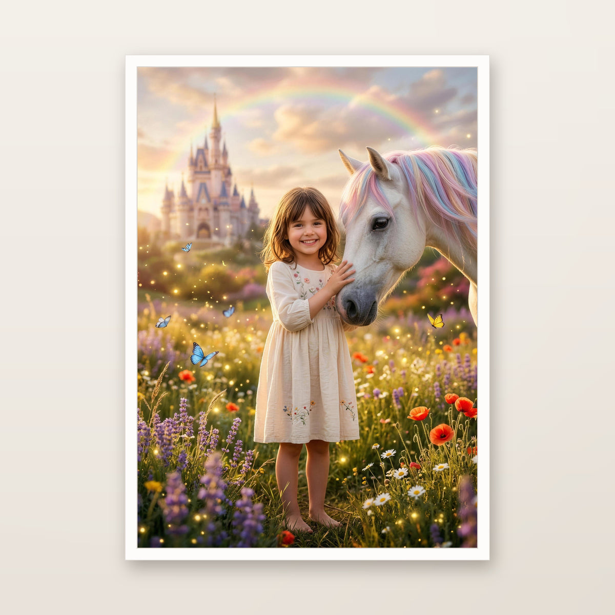 Einhorn-Poster im weißen Rahmen, Produktbild