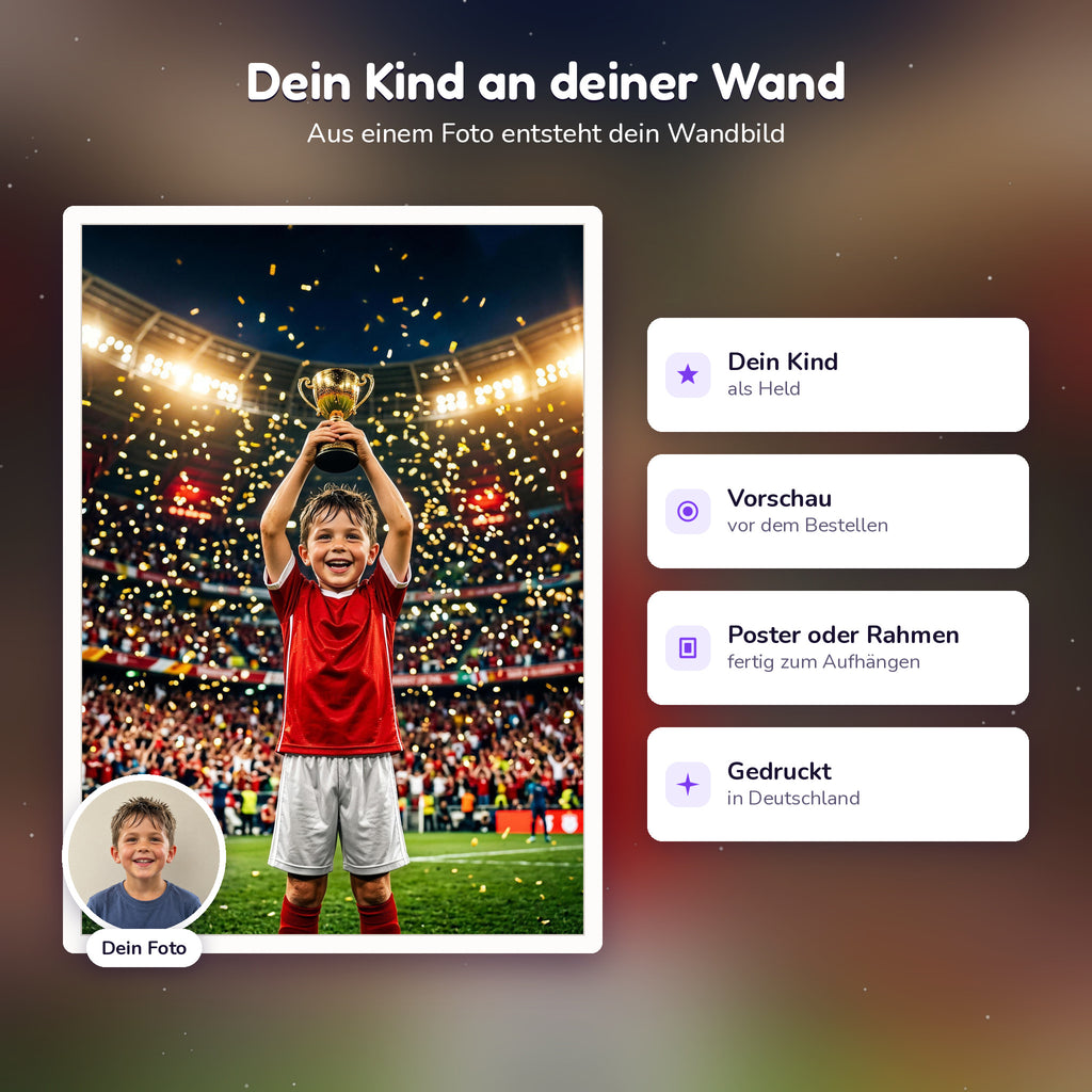 Personalisiertes Fußball-Poster, so entsteht es aus dem Foto deines Kindes