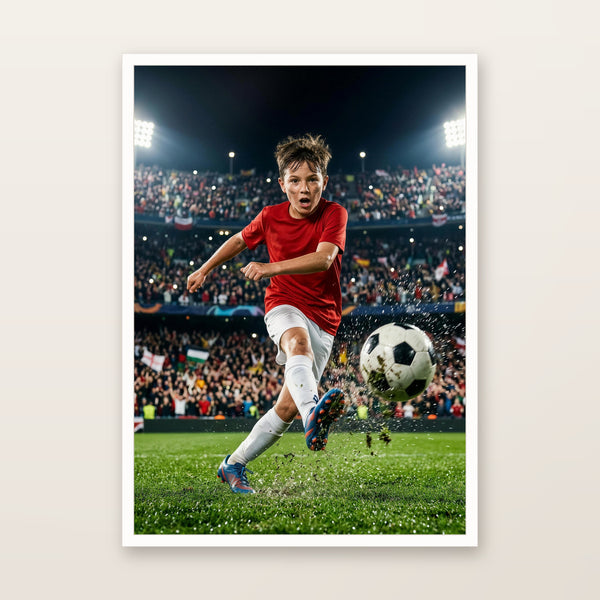 Fußballstar-Poster im weißen Rahmen, Produktbild