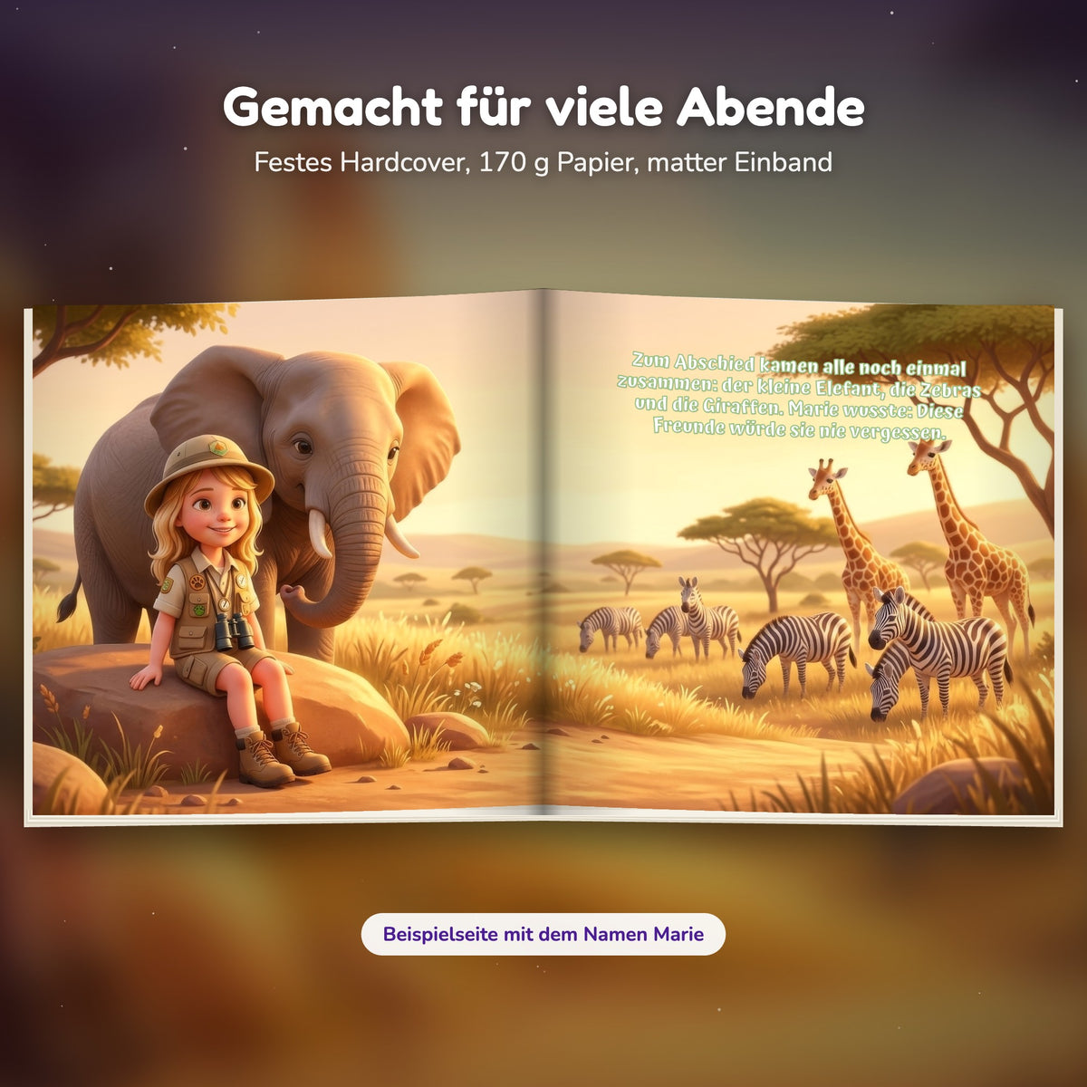 Innenseite Safari-Buch: Abschied von Elefant, Zebras und Giraffen