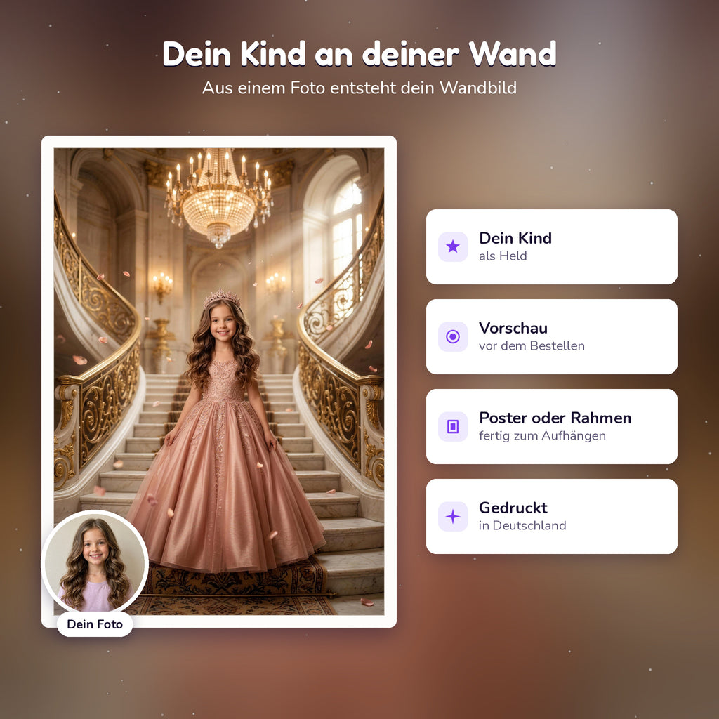 Personalisiertes Prinzessinnen-Poster, so entsteht es aus dem Foto deines Kindes