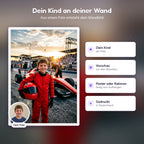 Personalisiertes Rennfahrer-Poster, so entsteht es aus dem Foto deines Kindes
