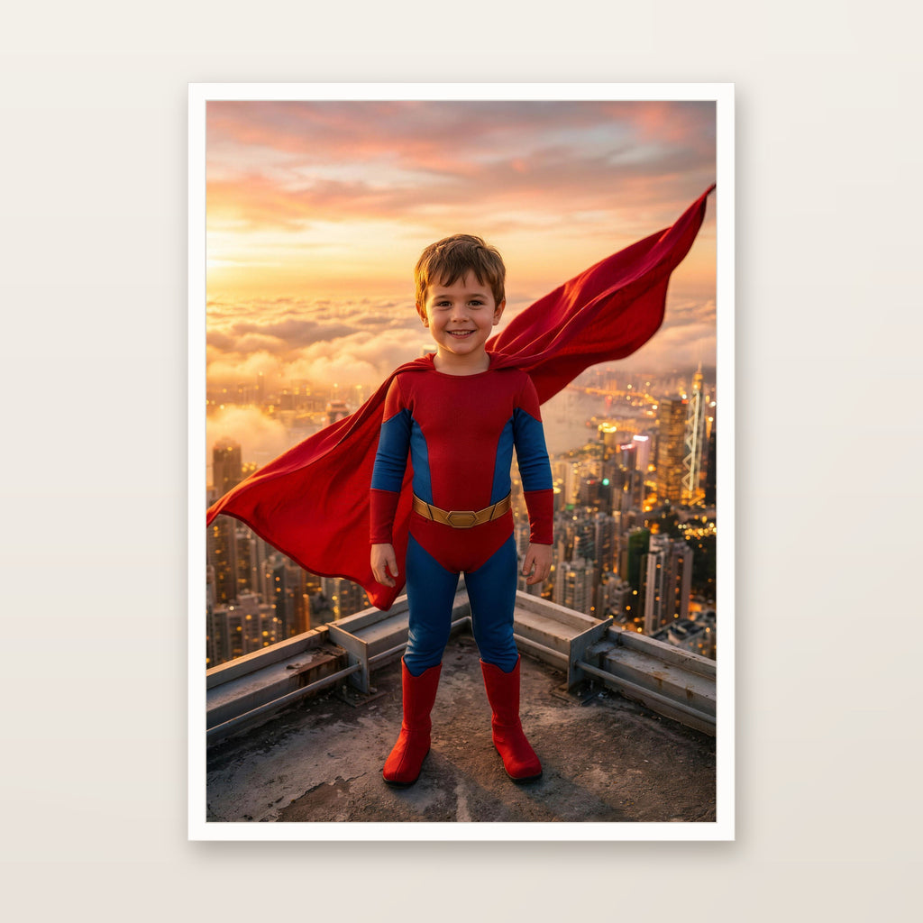 Superhelden-Poster im weißen Rahmen, Produktbild